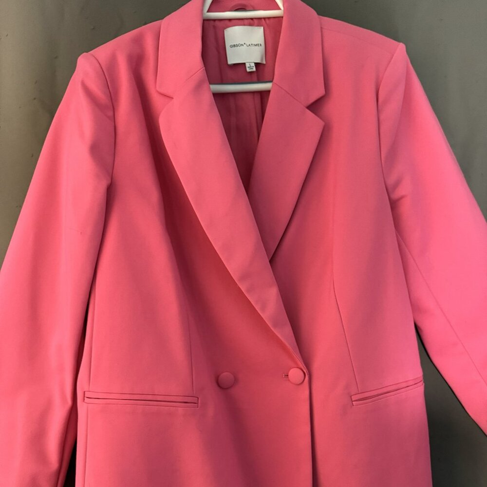 Gibson Latimer Bright Pink Double-Breasted Blazer